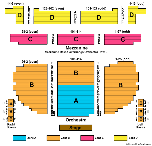 Eugene O'Neill Theatre Fela! Zone Seating Chart